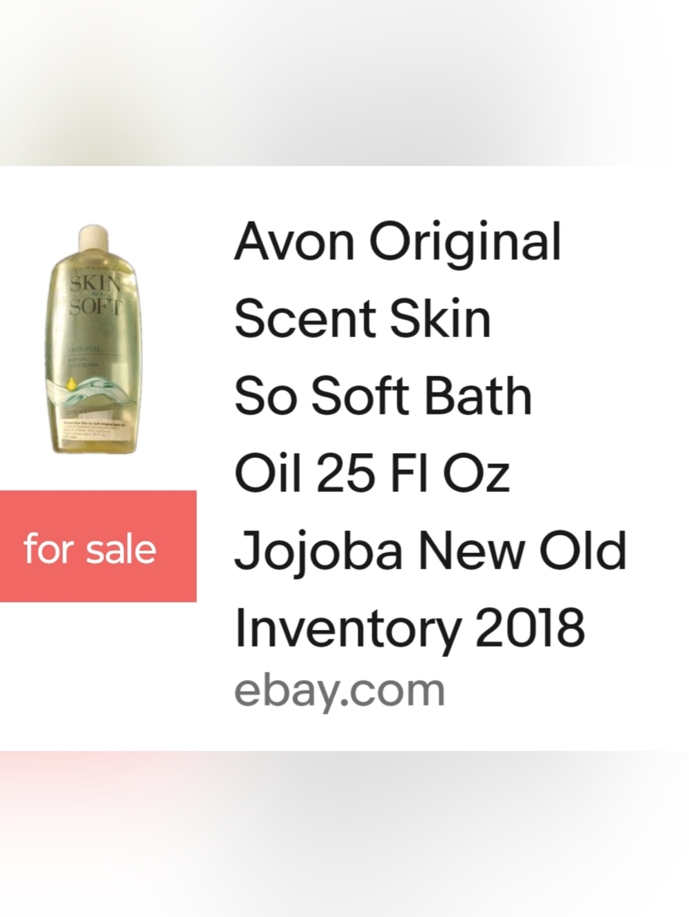 AvonOriginal ScentSkin So Soft Bath Oil 25 fl oz with Jojoba New Old Inventory